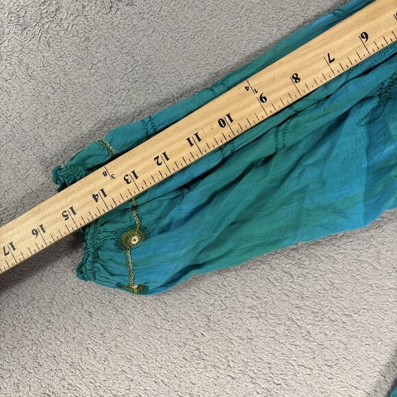 Krista Lee Womens Size M Blouse Crinkle Ombre Hippy Boho Gypsy Fairycore Peasant - Picture 12 of 13